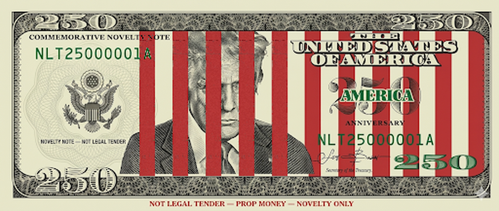 Trump $250 Protest Note — Behind Bars — Not Legal Tender