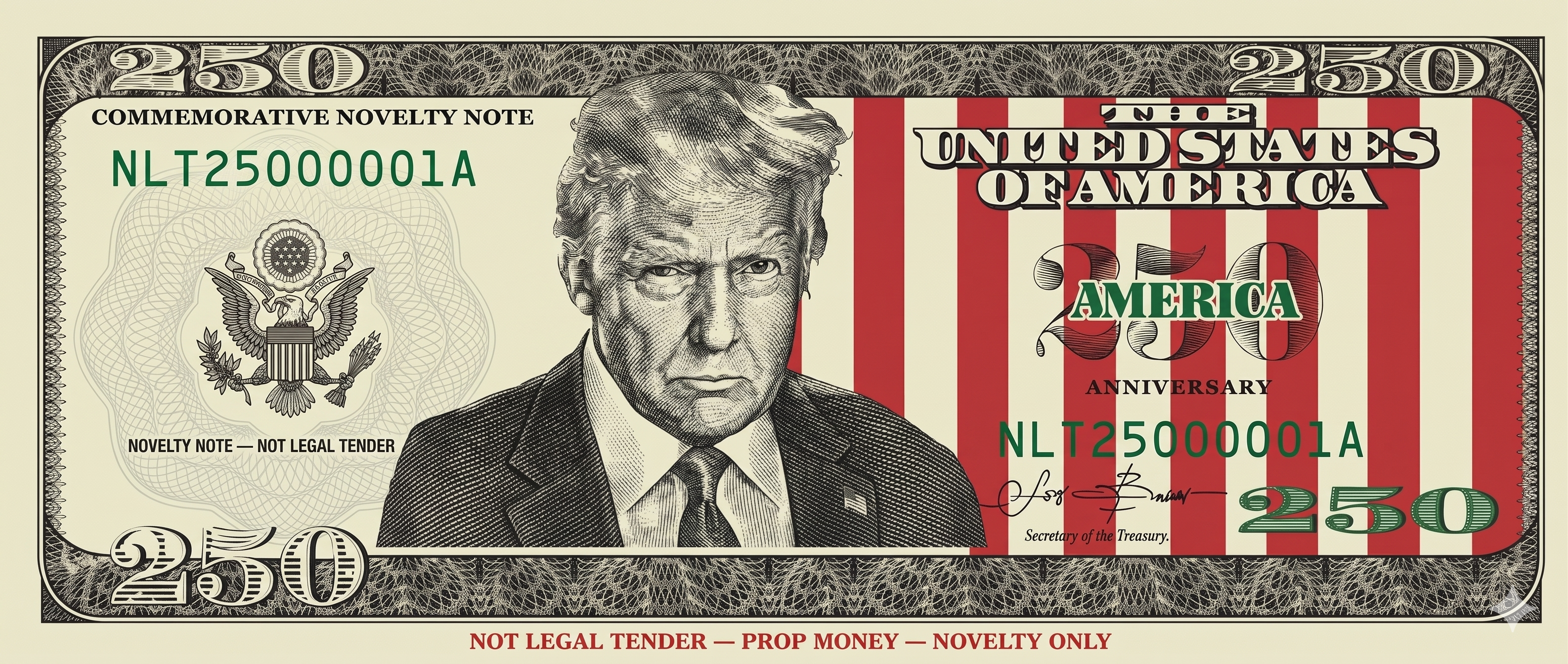Trump $250 Novelty Bill — Not Legal Tender